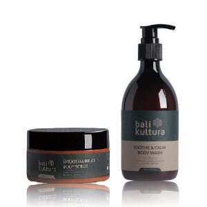[PACKAGE] 2 Pcs Bodycare set Bali Kultura Soothe & Calm Body Wash + Smooth & Relax Body Scrub